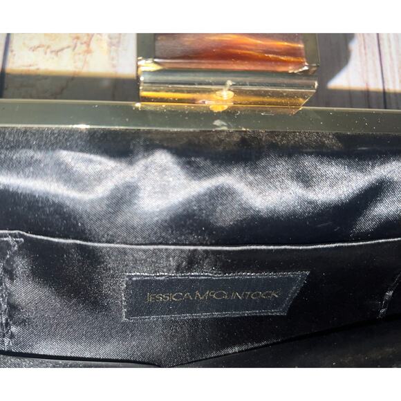 Jessica McClintock Vintage Black Sequin Evening Bag Cocktail Clutch Shoulder Bag - Picture 8 of 8